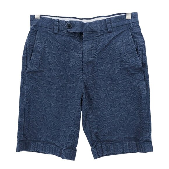 BROOKS BROTHERS Navy Blue Genuine Seersucker Bermuda Shorts 100% Cotton Size 29 - Picture 1 of 7